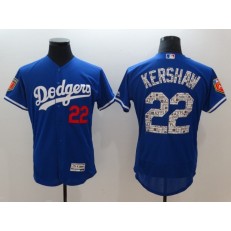 MLB Los Angeles Dodgers 22 Clayton Kershaw Blue 2018 Spring Training Authentic Flex Base Stitched Men Jersey