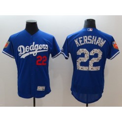 MLB Los Angeles Dodgers 22 Clayton Kershaw Blue 2018 Spring Training Authentic Flex Base Stitched Men Jersey