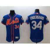 MLB New York Mets 34 Noah Syndergaard Blue 2018 Spring Training Authentic Flex Base Stitched Men Jersey