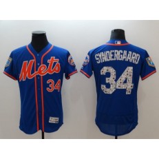 MLB New York Mets 34 Noah Syndergaard Blue 2018 Spring Training Authentic Flex Base Stitched Men Jersey
