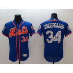 MLB New York Mets 34 Noah Syndergaard Blue 2018 Spring Training Authentic Flex Base Stitched Men Jersey