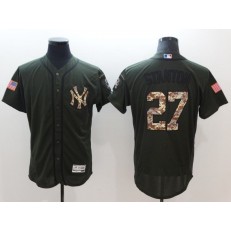 MLB New York Yankees 27 Giancarlo Stanton Green Salute to Service Flex Base Stitched Men Jersey