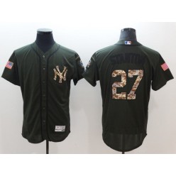 MLB New York Yankees 27 Giancarlo Stanton Green Salute to Service Flex Base Stitched Men Jersey