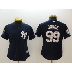 MLB New York Yankees 99 Aaron Judge Navy 2018 Spring Training Cool Base Women Jersey