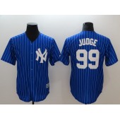 MLB New York Yankees 99 Aaron Judge Royal Blue White Pinstripe Cool Base Men Jersey
