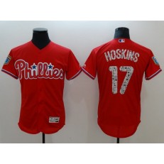 MLB Philadelphia Phillies 17 Rhys Hoskins Red 2018 Spring Training Authentic Flex Base Stitched Men Jersey