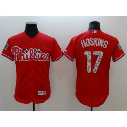 MLB Philadelphia Phillies 17 Rhys Hoskins Red 2018 Spring Training Authentic Flex Base Stitched Men Jersey