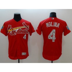 MLB St. Louis Cardinals 4 Yadier Molina Red 2018 Spring Training Authentic Flex Base Stitched Men Jersey