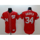 MLB Washington Nationals 34 Bryce Harper Red 2018 Spring Training Authentic Flex Base Stitched Men Jersey