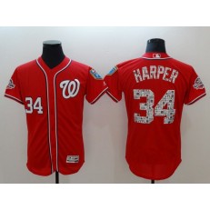 MLB Washington Nationals 34 Bryce Harper Red 2018 Spring Training Authentic Flex Base Stitched Men Jersey