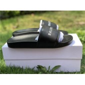 BALENCIAGA LOGO LEATHER SLIP-ON SANDALS BLACK 72ZE-C328