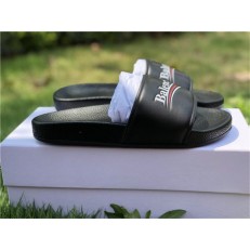 BALENCIAGA LOGO LEATHER SLIP-ON SANDALS BLACK 72ZE-C330