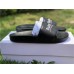 BALENCIAGA LOGO LEATHER SLIP-ON SANDALS BLACK 72ZE-C330