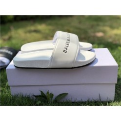 BALENCIAGA LOGO LEATHER SLIP-ON SANDALS WHITE 72ZE-C329