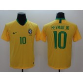 Brazil 10 Neymar JR Home 2018 FIFA World Cup Thailand Soccer Men Jersey