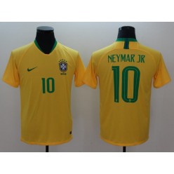 Brazil 10 Neymar JR Home 2018 FIFA World Cup Thailand Soccer Men Jersey