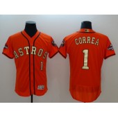 MLB Houston Astros 1 Carlos Correa Orange 2018 Gold Program Flex Base Men Jersey