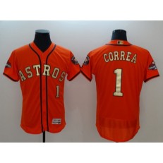 MLB Houston Astros 1 Carlos Correa Orange 2018 Gold Program Flex Base Men Jersey