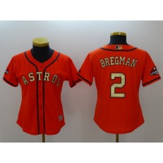 MLB Houston Astros 2 Alex Bregman Orange 2018 Gold Program Cool Base Women Jersey