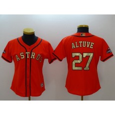 MLB Houston Astros 27 Jose Altuve Orange 2018 Gold Program Cool Base Women Jersey