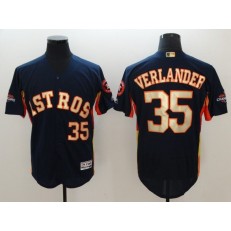 MLB Houston Astros 35 Justin Verlander Navy 2018 Gold Program Flex Base Men Jersey