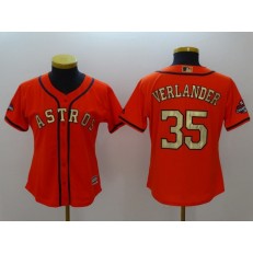 MLB Houston Astros 35 Justin Verlander Orange 2018 Gold Program Cool Base Women Jersey
