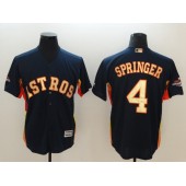 MLB Houston Astros 4 George Springer Navy 2018 Gold Program Game Men Jersey