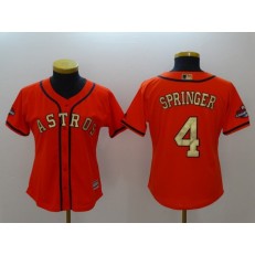 MLB Houston Astros 4 George Springer Orange 2018 Gold Program Cool Base Women Jersey