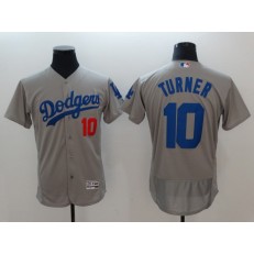 MLB Los Angeles Dodgers 10  Justin Turner Grey Flexbase Majestic Men Jersey