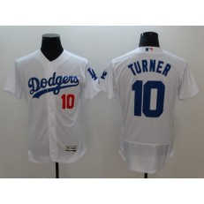 MLB Los Angeles Dodgers 10  Justin Turner White Flexbase Majestic Men Jersey