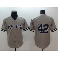 MLB New York Yankees 42 Mariano Rivera Grey Cool Base Men Jersey