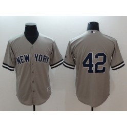MLB New York Yankees 42 Mariano Rivera Grey Cool Base Men Jersey