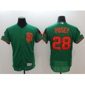 MLB San Francisco Giants 28 Buster Posey Green St Patrick's Day Flexbase Men Jersey