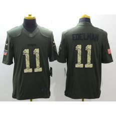 Men Nike New England Patriots 11 Julian Edelman With New Logo Green Salute To Service Limited NFL Jersey