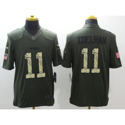 Men Nike New England Patriots 11 Julian Edelman With New Logo Green Salute To Service Limited NFL Jersey