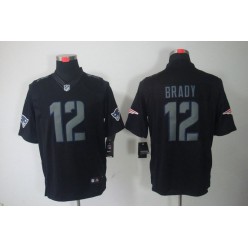 Men Nike New England Patriots 12 Tom Brady Black Impact Men Limited NFL Jersey