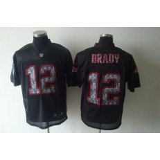 Men Nike New England Patriots 12 Tom Brady Black Static Elite NFL Jersey