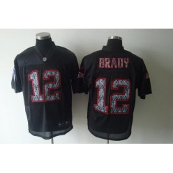 Men Nike New England Patriots 12 Tom Brady Black Static Elite NFL Jersey