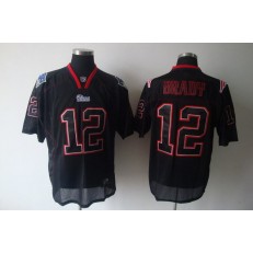Men Nike New England Patriots 12 Tom Brady Lights Out Black Elite NFL Jersey
