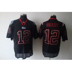 Men Nike New England Patriots 12 Tom Brady Lights Out Black Elite NFL Jersey