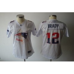 Women Nike New England Patriots 12 Tom Brady White 2011 Fem Fan NFL Jersey