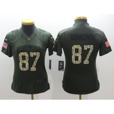 Women Nike New England Patriots 87 Rob Gronkowski Green Salute to Service NFL Jersey