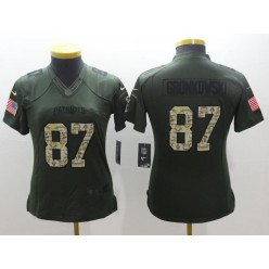 Women Nike New England Patriots 87 Rob Gronkowski Green Salute to Service NFL Jersey