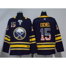 Adidas Buffalo Sabres 15 Jack Eichel Navy Blue Home Authentic USA Flag Stitched NHL Jersey