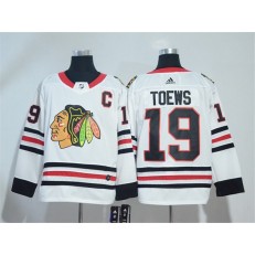 Adidas Chicago Blackhawks 19 Jonathan Toews White Road Authentic Stitched NHL Jersey