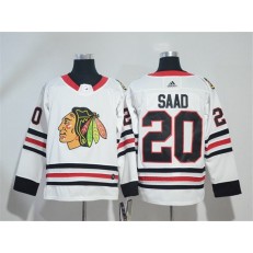 Adidas Chicago Blackhawks 20 Brandon Saad White Road Authentic Stitched NHL Jersey