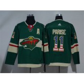 Adidas Minnesota Wild 11 Zach Parise Green Home Authentic USA Flag Stitched NHL Jersey