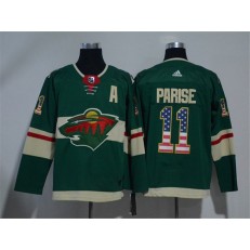 Adidas Minnesota Wild 11 Zach Parise Green Home Authentic USA Flag Stitched NHL Jersey