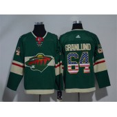 Adidas Minnesota Wild 64 Mikael Granlund Green Home Authentic USA Flag Stitched NHL Jersey