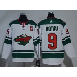 Adidas Minnesota Wild 9 Mikko Koivu White Road Authentic Stitched NHL Jersey